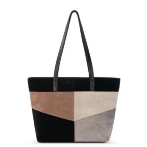 The Sak Melrose Black and Tan Suede Tote Bag